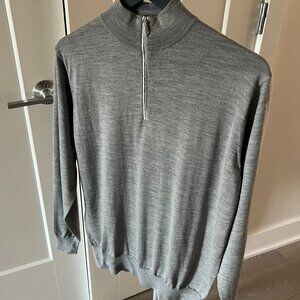 Peter Millar Collection - Heather Grey Wool Blend Quarter Zip (Size Medium)